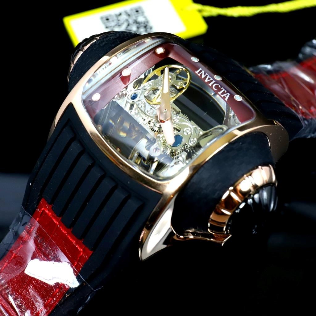 Invicta Vintage Ghost Bridge Automatic Skeletonized Rose Gold Red 68mm Watch New