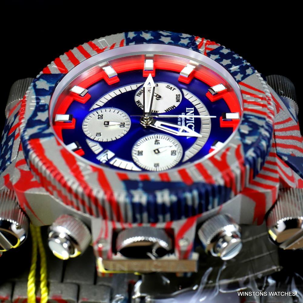 Invicta Coalition Forces USA Flag Hydroplated Steel Chronograph 52mm Watch New