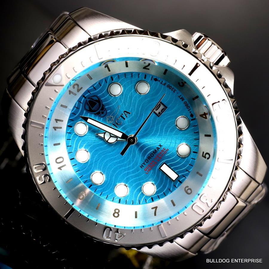 Invicta Hydromax Ocean Voyage Aqua Blue Steel Chronograph Limited Edtn 52mm New