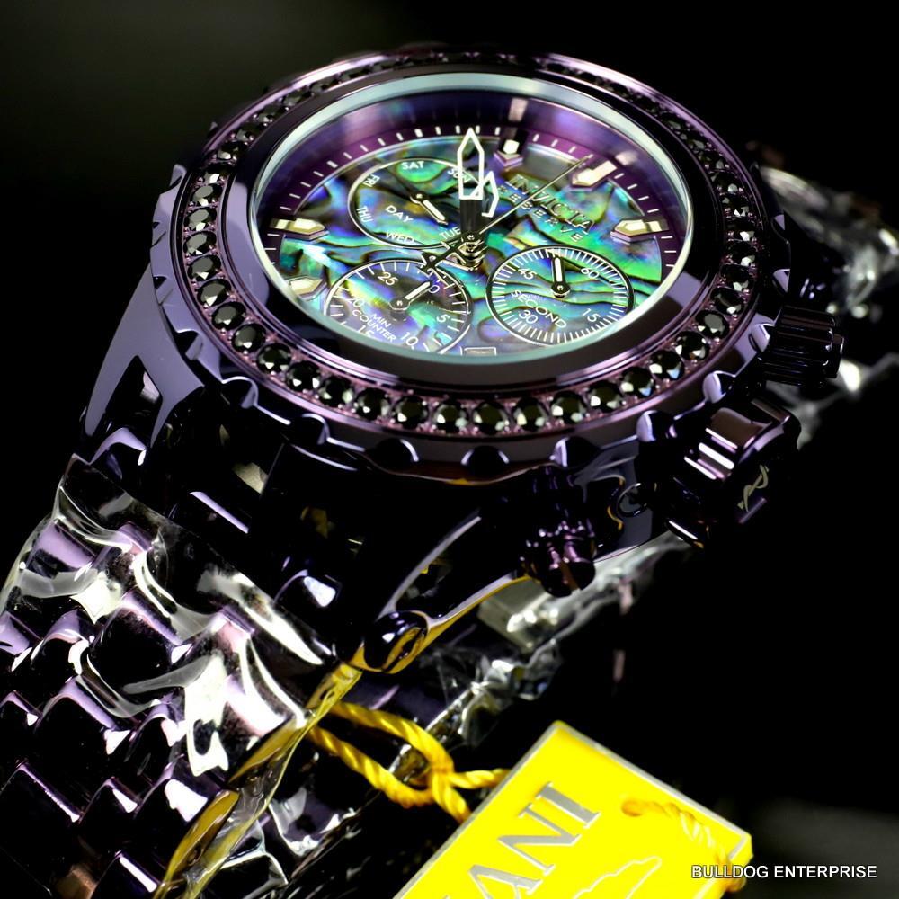 Invicta Reserve Subaqua Specialty 4.14 CTW Black Spinel Abalone Purple Watch New