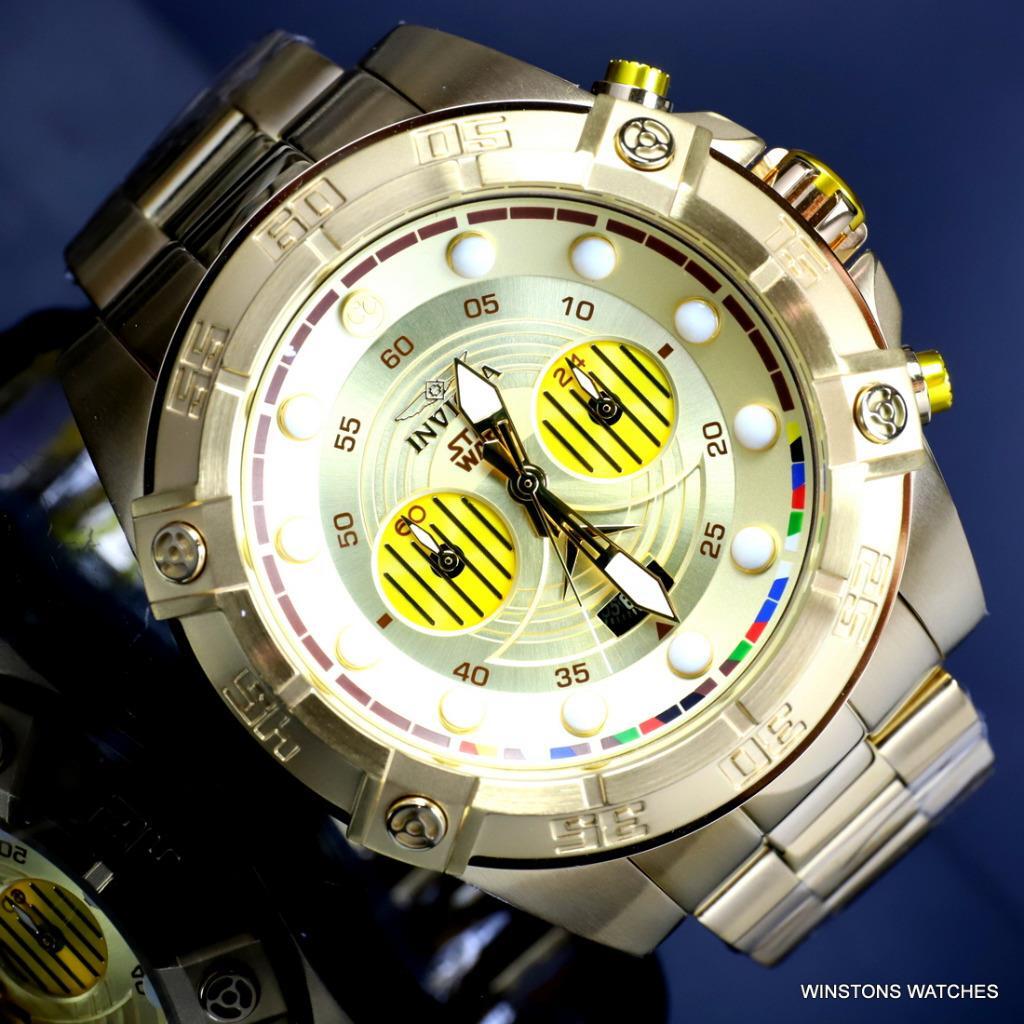 Invicta Star Wars C-3PO Gold Plated Steel Chronograph 52mm Limited Edition New