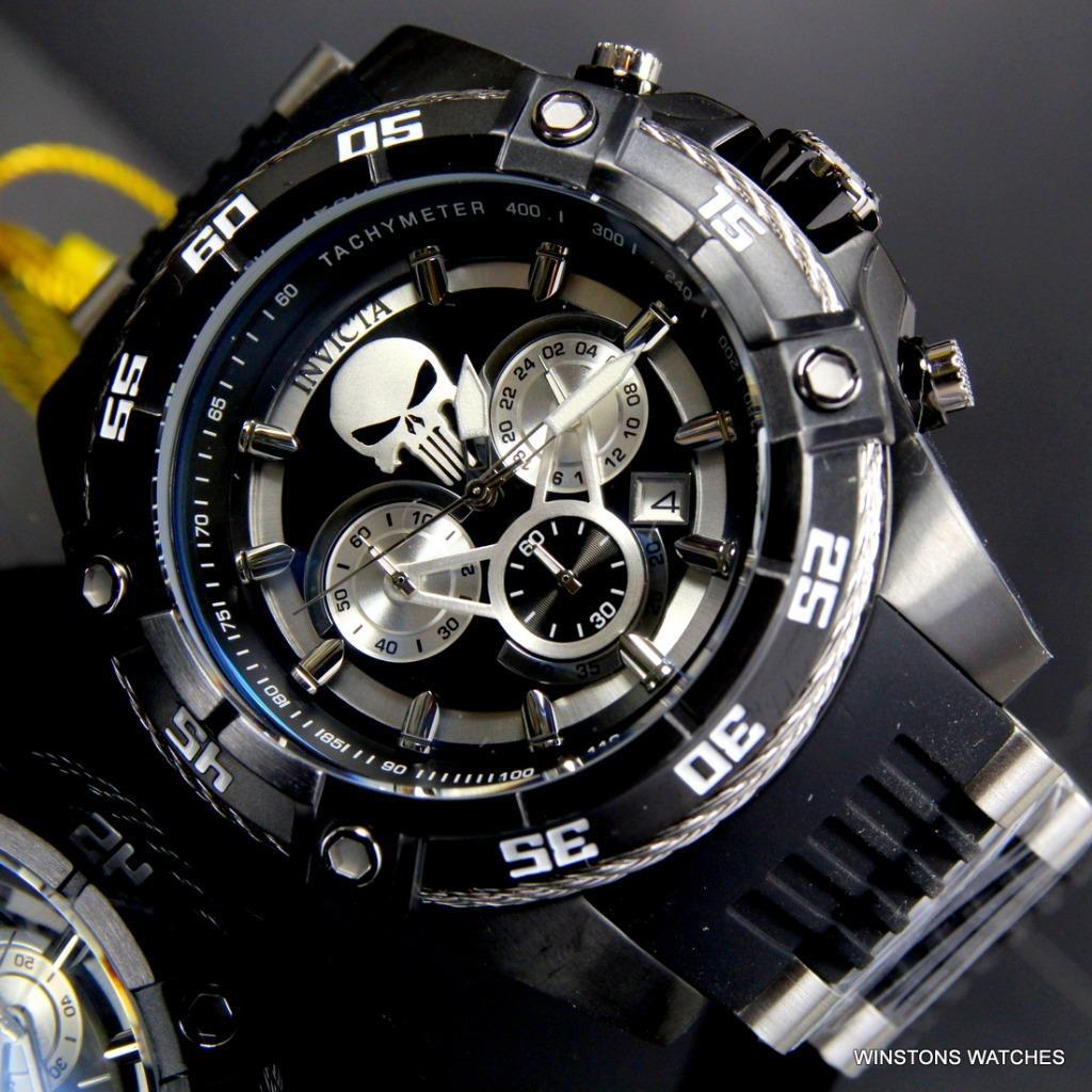 Invicta Marvel Punisher Bolt Viper 52mm Chronograph Black Limited Ed Watch New