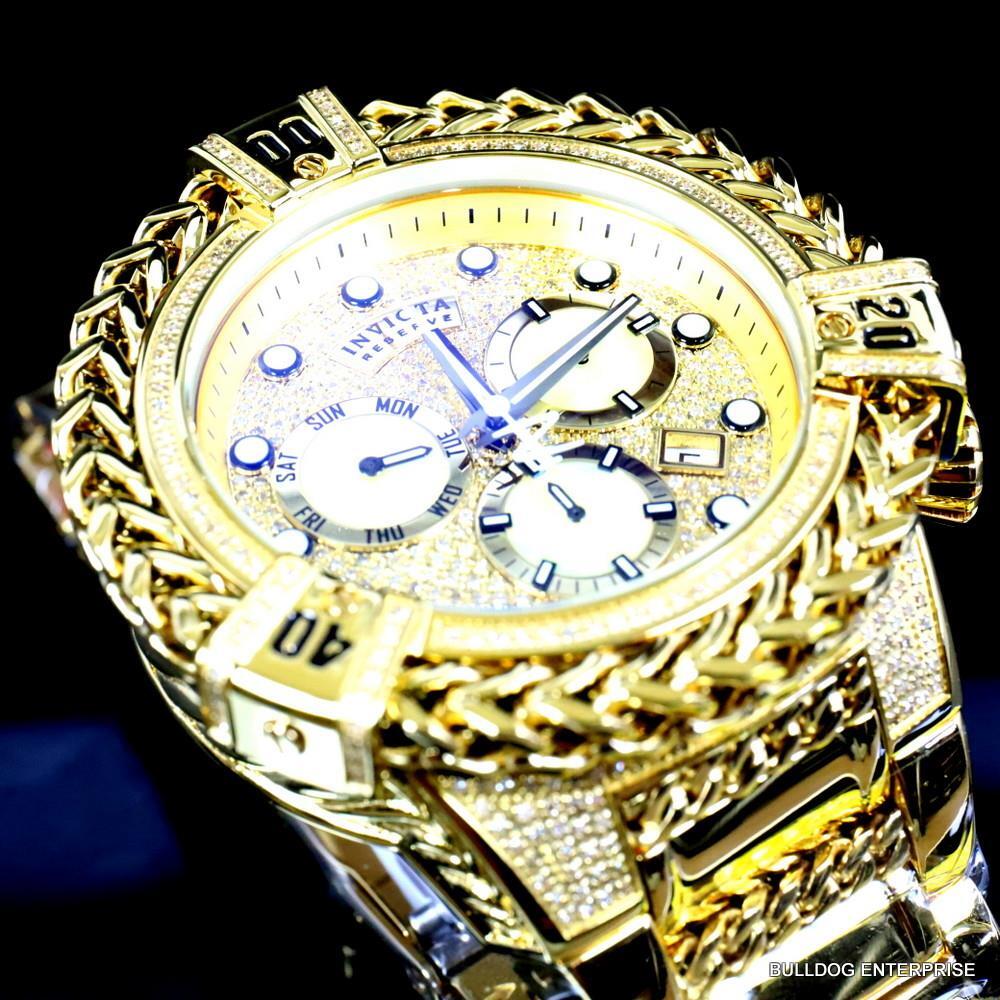 Invicta Reserve Bolt Hercules 2.26 CTW Diamond Gold Plated Steel Swiss Watch New