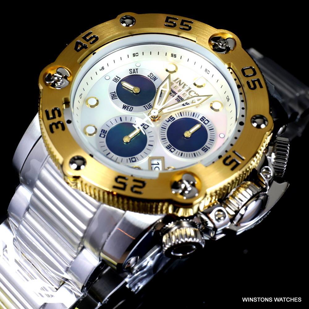 Invicta Reserve Sea Hunter Propeller Swiss Mvt Steel White MOP Watch 52mm New