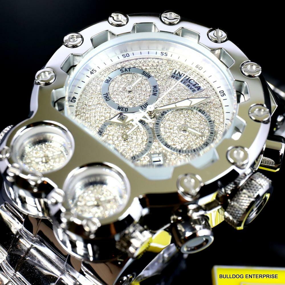 Invicta Bolt Magnum Tria 2.5 CTW Diamond Steel Swiss Chronograph 52mm Watch New