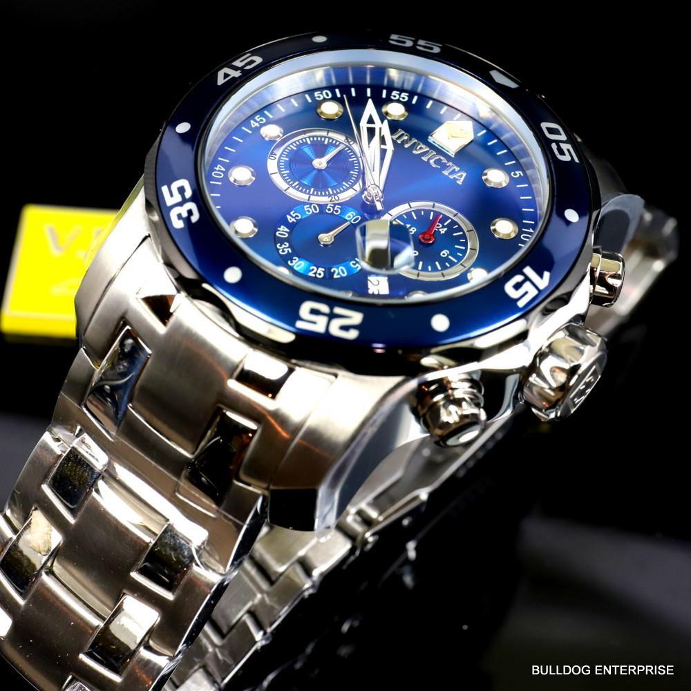 Invicta Pro Diver Scuba Chronograph 48mm Stainless Steel Bracelet Blue Watch New