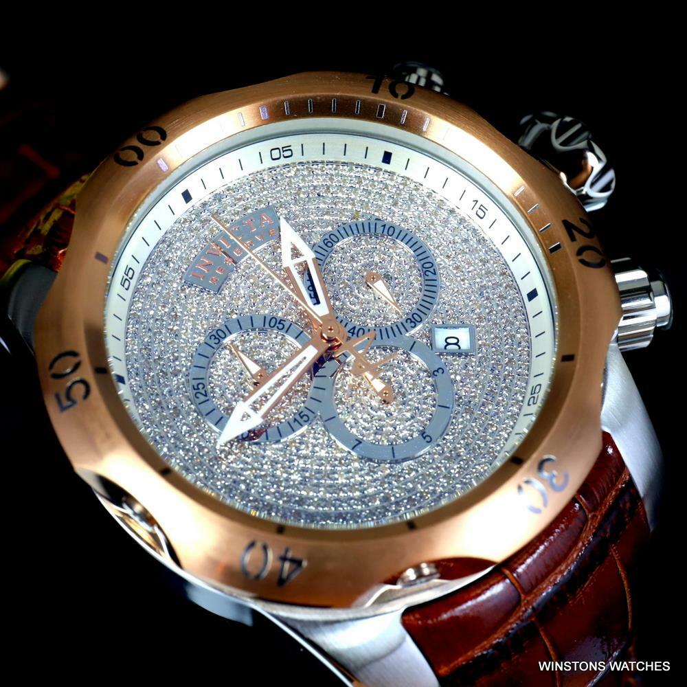 Invicta Reserve Venom Elegant 2.13 CTW Diamond Swiss Mvt Leather 52mm Watch New