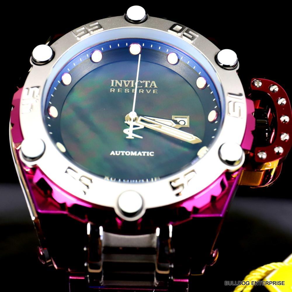 Invicta Reserve Flying Fox Burgandy Steel Black MOP Automatic 52mm Watch New