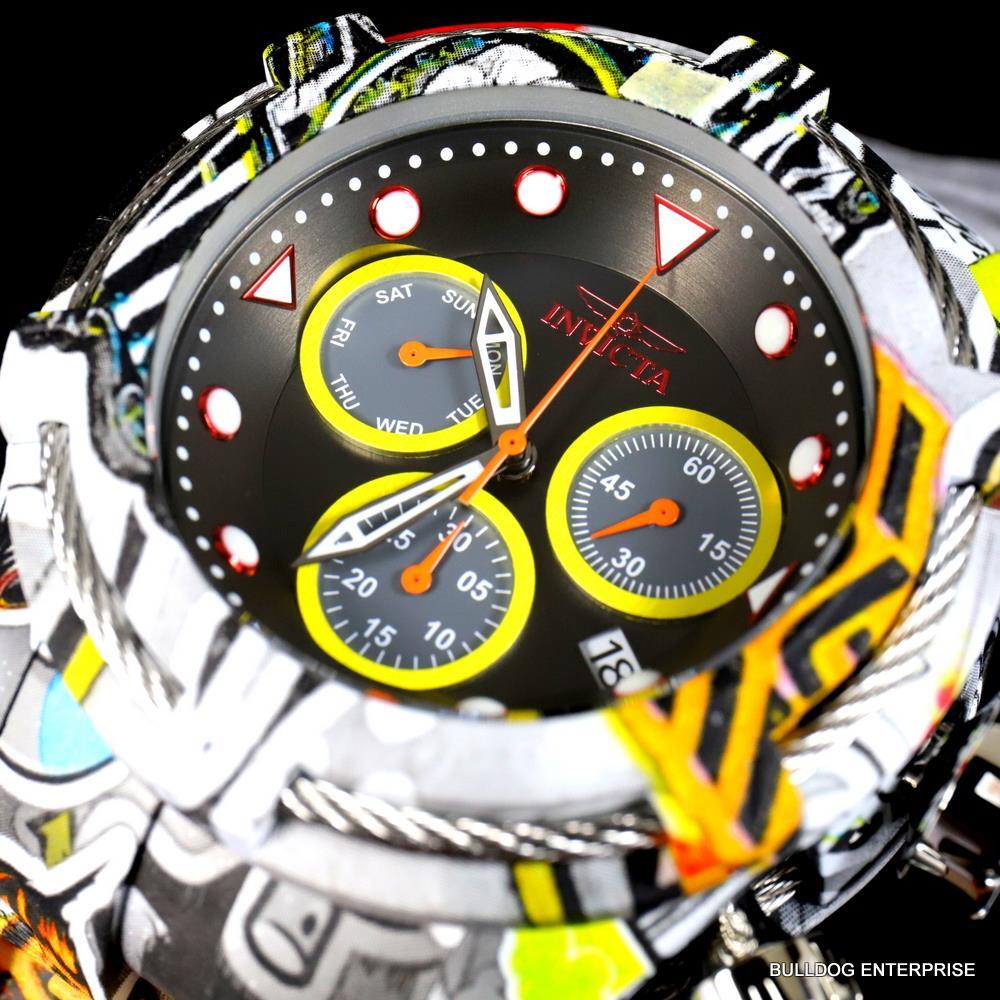 Invicta Bolt Zeus Graffiti Hydroplated Steel Black Chronograph 52mm Watch New