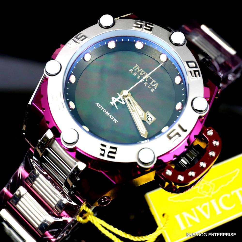 Invicta Reserve Flying Fox Burgandy Steel Black MOP Automatic 52mm Watch New