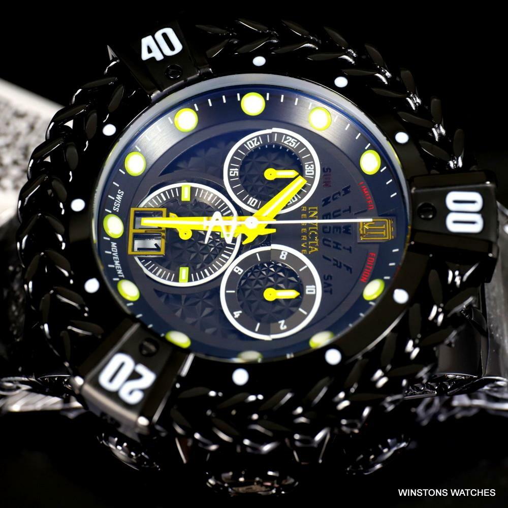 Invicta JT Hercules Bolt Reserve Black Steel Swiss Chronograph 56mm Watch New
