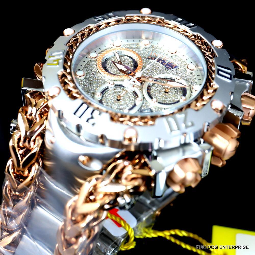 Invicta Reserve Gladiator 1.17CTW Diamond 2 Tone Rose Steel Swiss 61mm Watch New