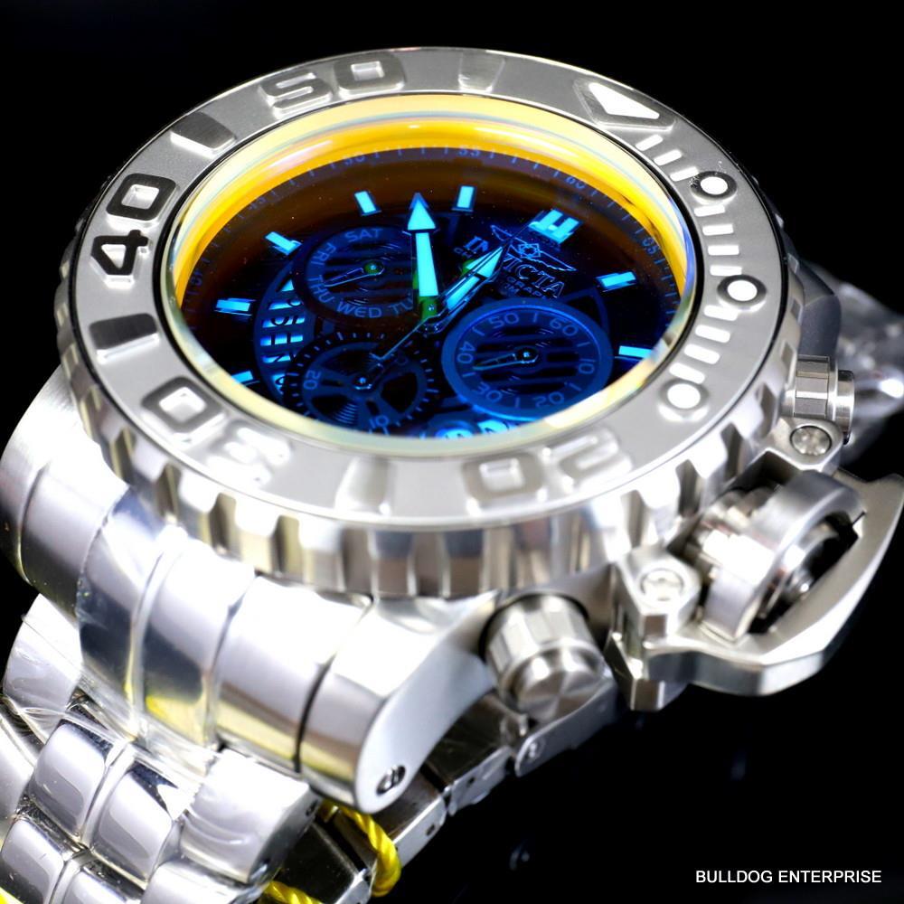 Invicta Sea Hunter Gen II Radar Yellow Tinted Crystal 58mm Steel Swiss Watch New
