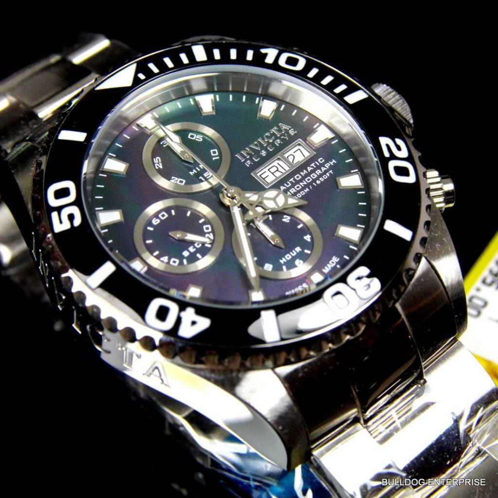 Invicta Reserve Pro Diver Swiss Automatic 7750 Valjoux Black MOP Watch New 1068