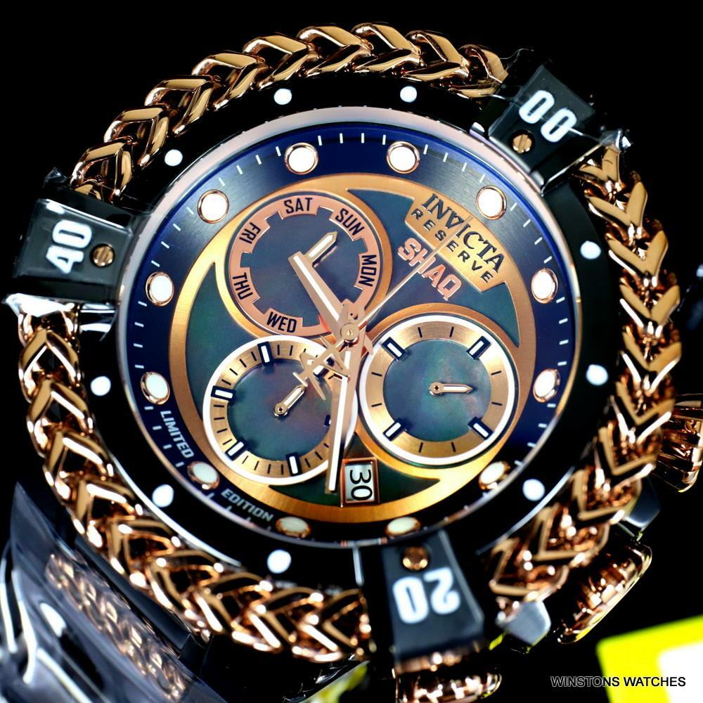 Invicta Reserve Shaq Hercules Black MOP Steel Rose Gold Swiss Mvt Watch 56mm New