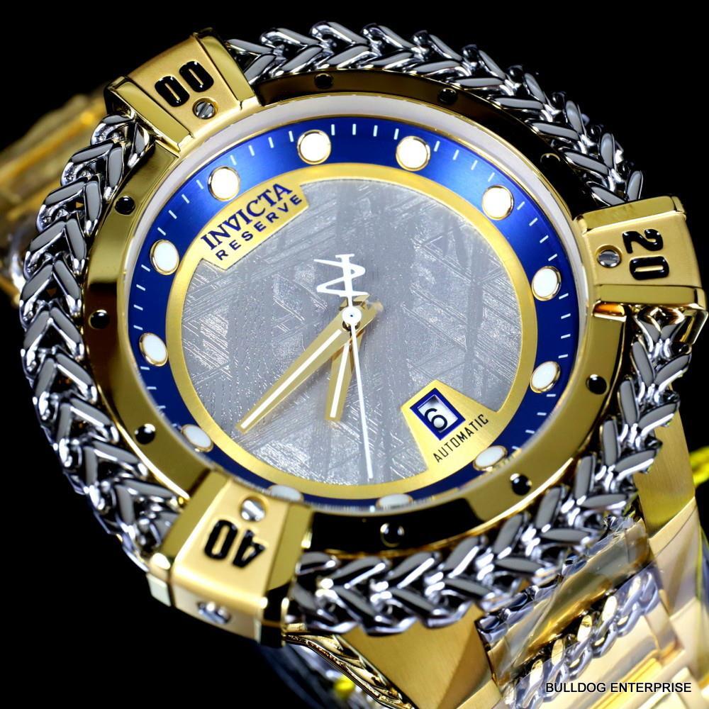 Invicta Reserve Hercules Meteorite Automatic 56mm Gold Plated Steel Watch New