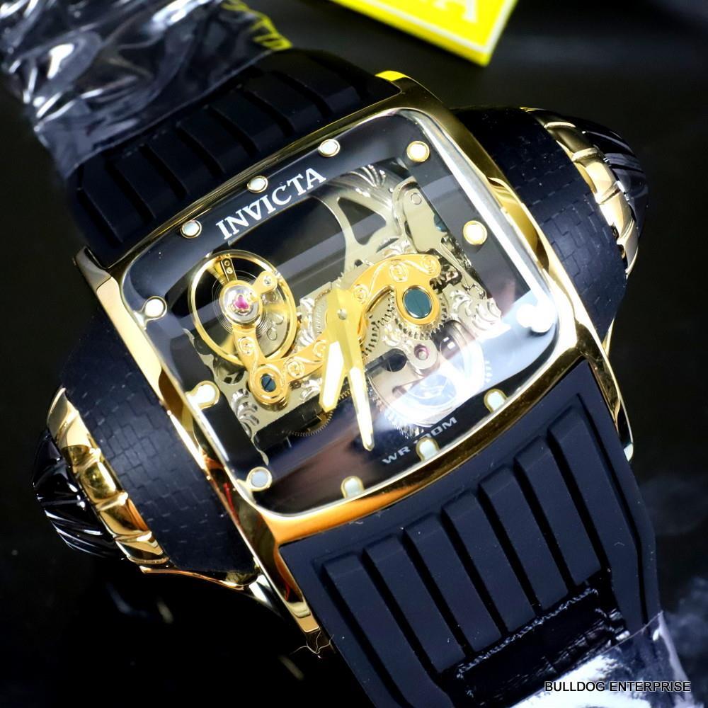 Invicta Vintage Ghost Bridge Automatic Clear Skeletonized Gold 68mm Watch New