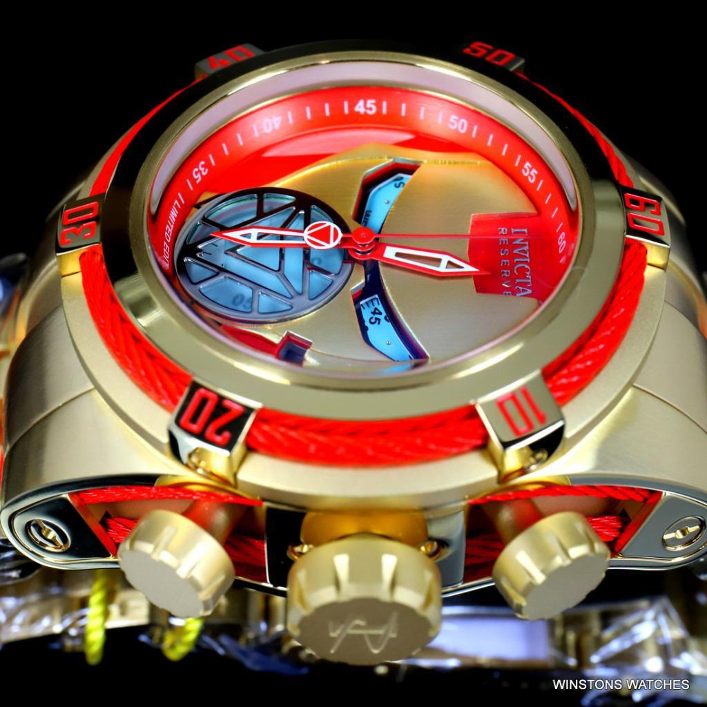 Invicta Reserve Bolt Zeus Marvel Iron Man 52mm Steel Swiss Mvt Blue Watch New