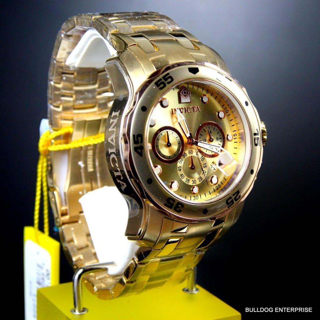 Men's Invicta Pro Diver Scuba 18kt Gold Plated Rose Tone Subdials 48mm Watch New