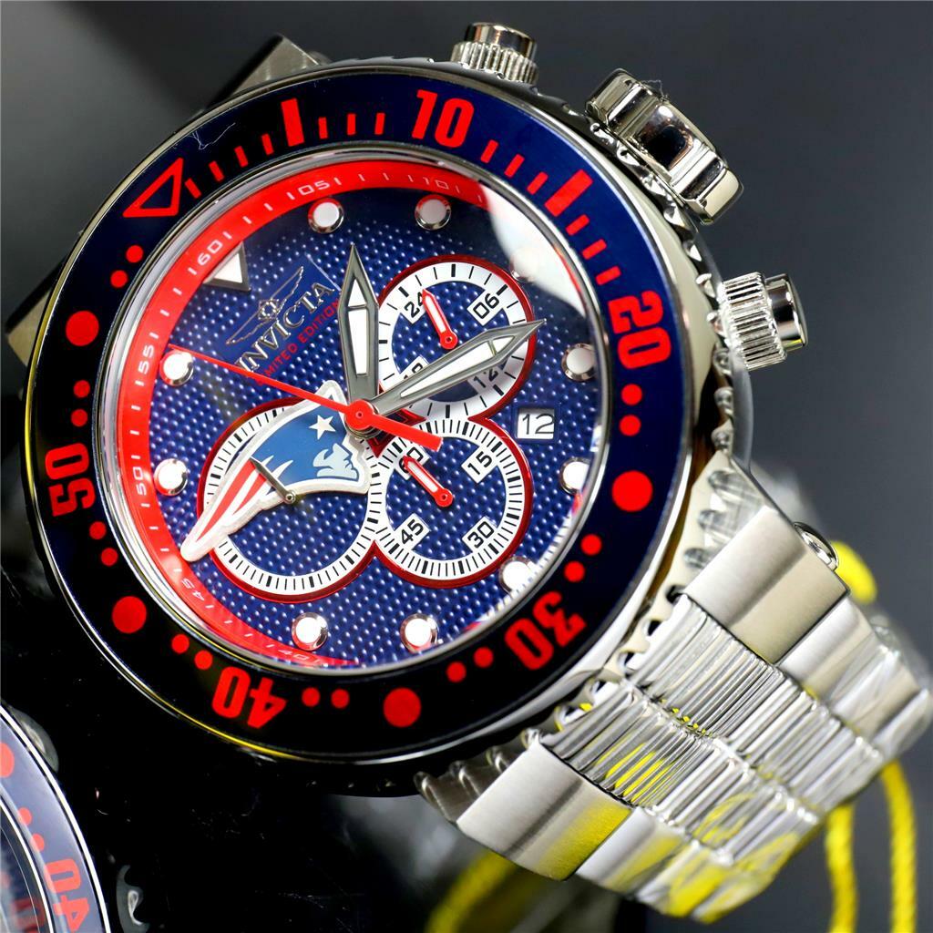 Invicta NFL Grand Pro Diver New England Patriots Blue Chronograph 52mm Watch New