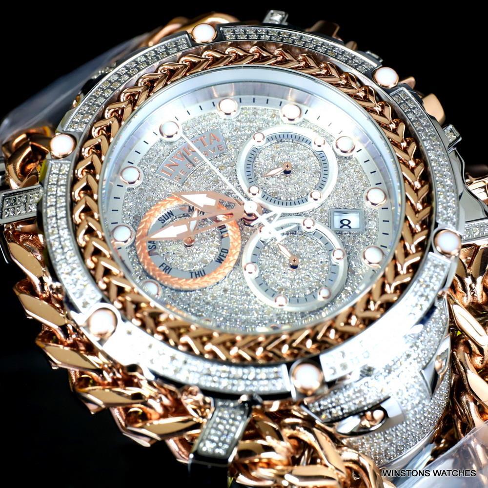 Invicta Reserve Gladiator 2.92CTW Diamond 2 Tone Rose Swiss Steel 61mm Watch New