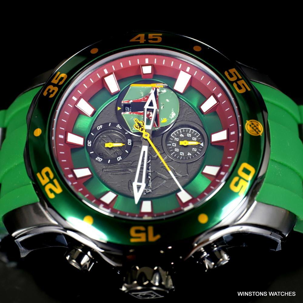Invicta Star Wars Boba Fett Pro Diver Scuba Green 48mm Chronograph Watch New