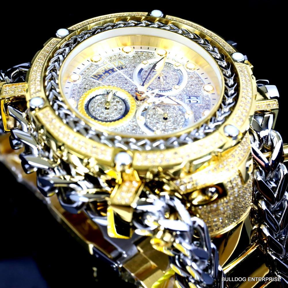 Invicta Reserve Gladiator 2.92CTW Diamond 2 Tone Gold Plate Swiss 61mm Watch New
