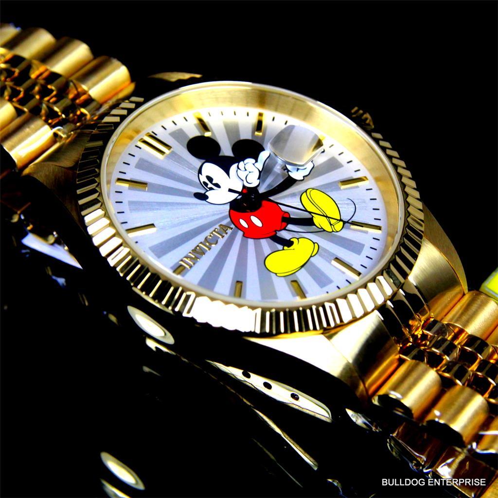 Invicta Disney Mickey Mouse Steel Gold Plated Limited Edition Watch New