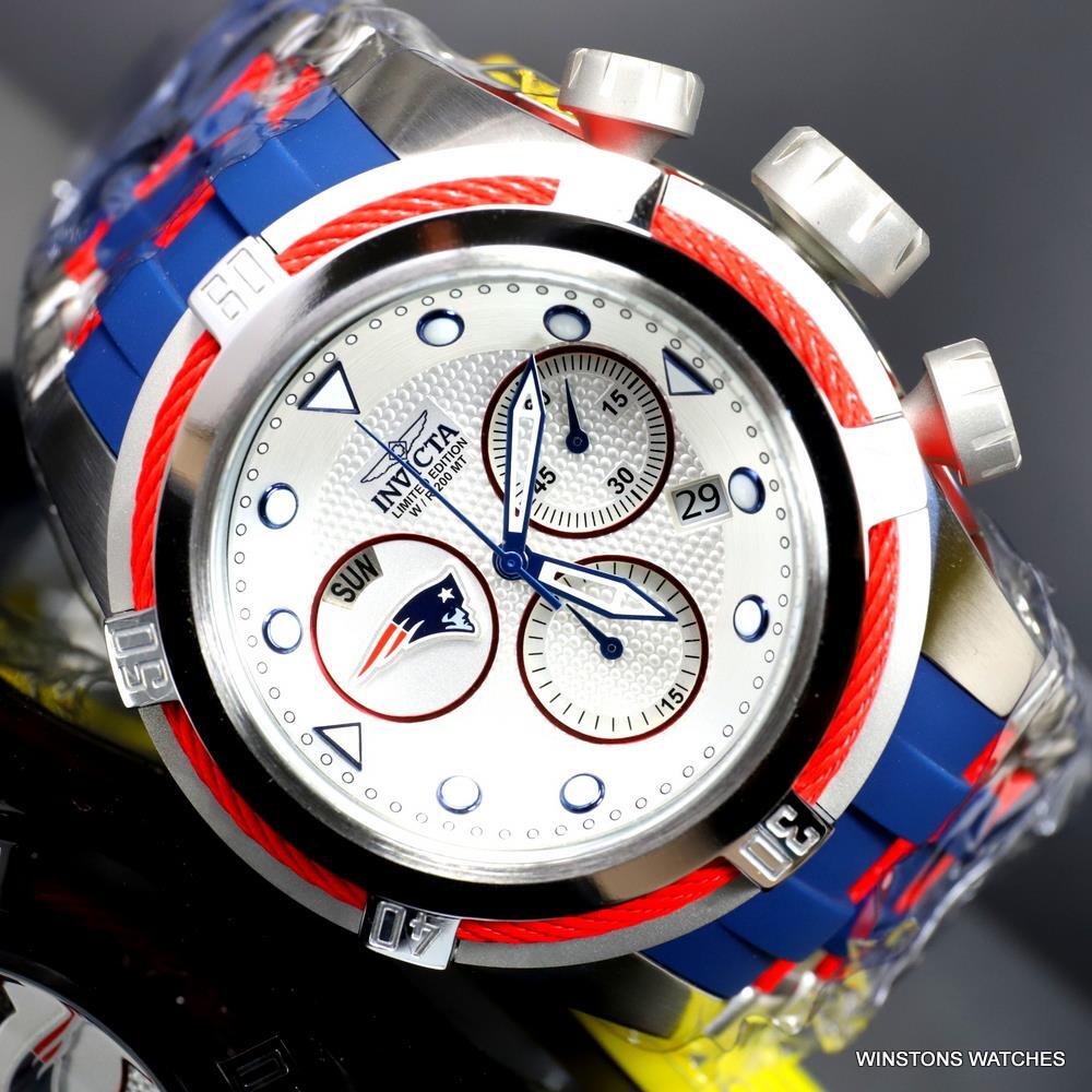 Invicta NFL Bolt Zeus New England Patriots Chronograph Swiss Blue 52mm Watch New