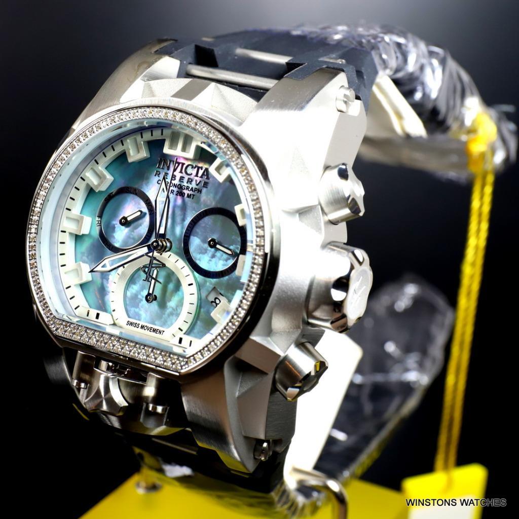 Invicta Reserve Magnum Bolt Zeus Diamond Platinum MOP Swiss Mvt 52mm Watch New