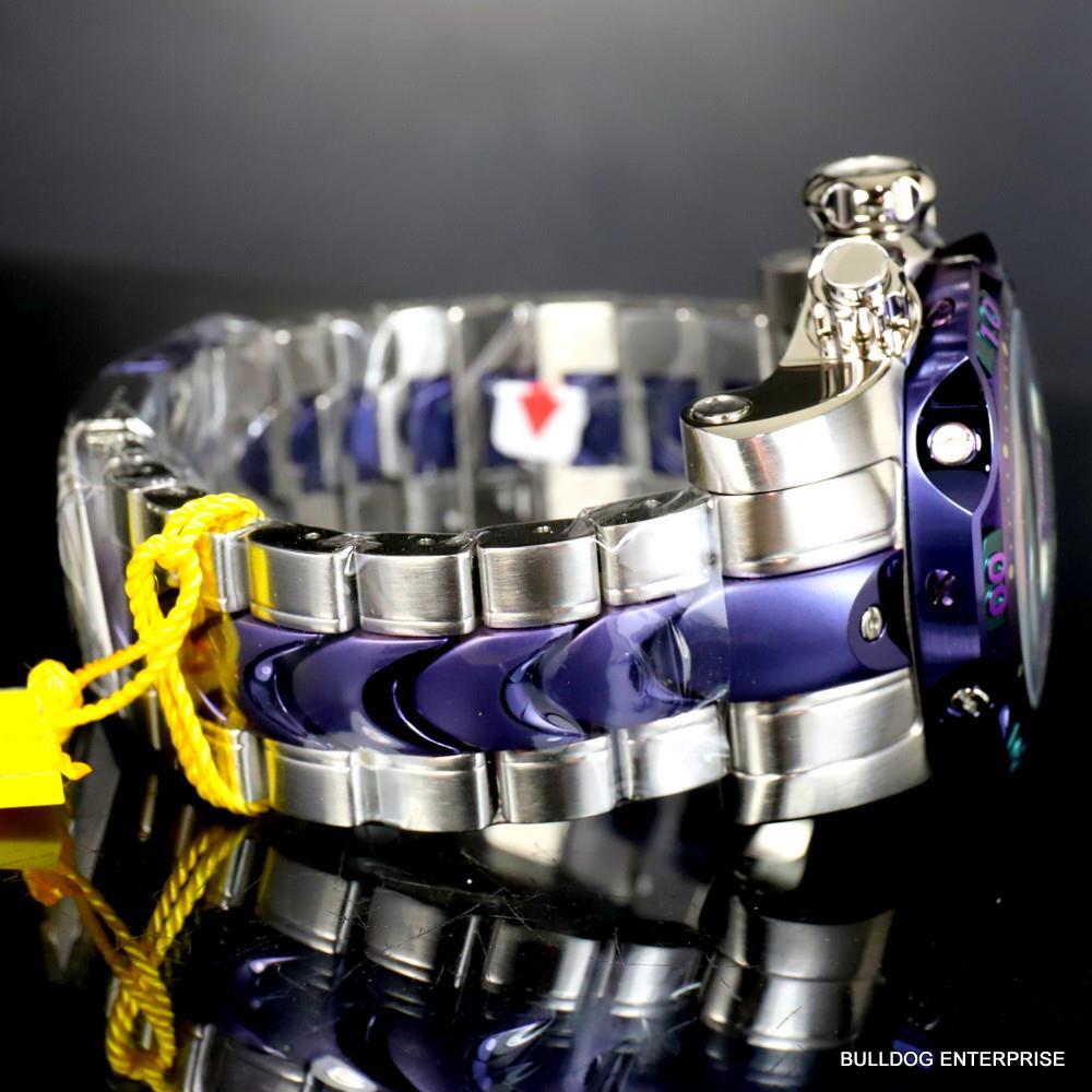 Invicta DC Comics Joker Venom Silver Tone Steel Purple Swiss Mvt 52mm Watch New