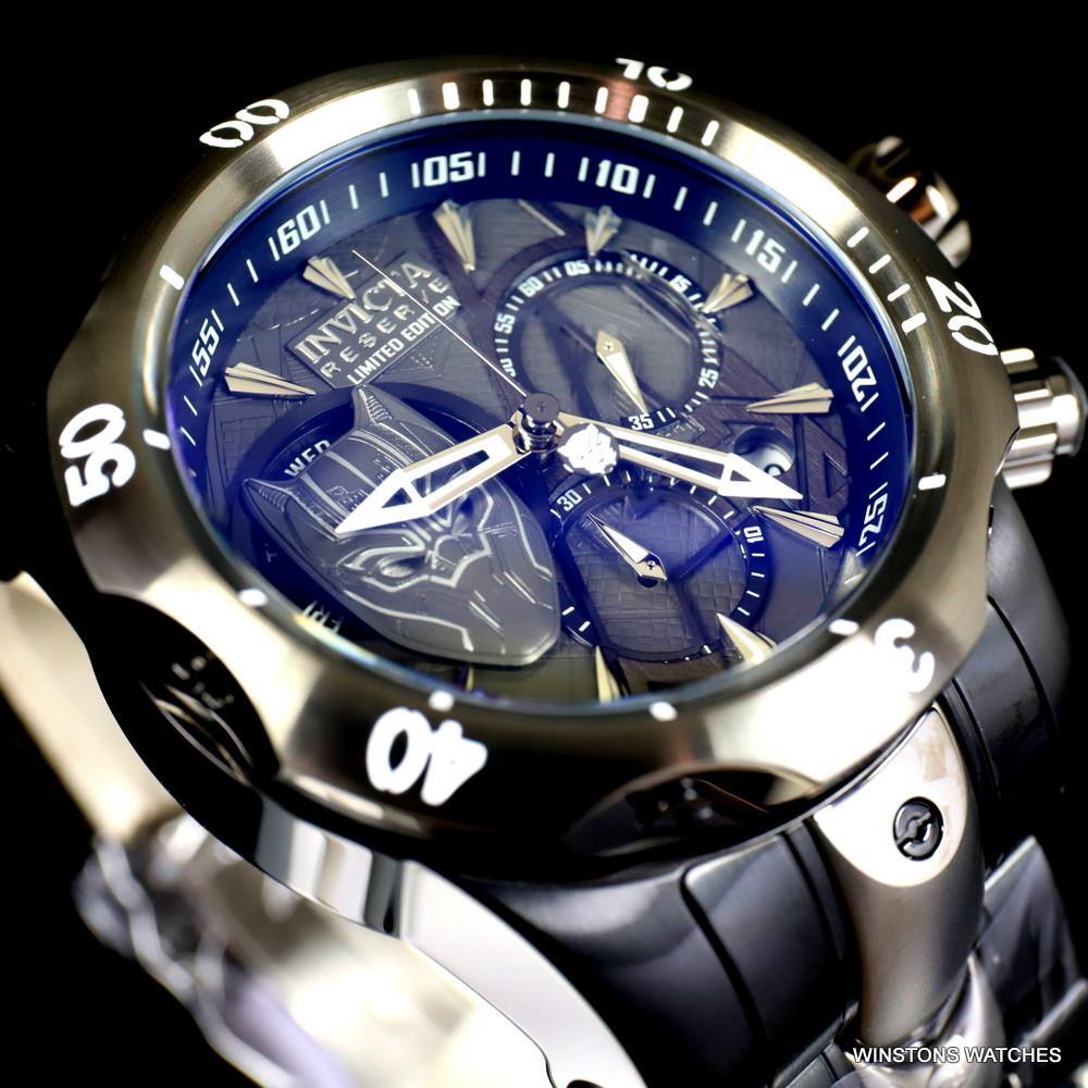 Invicta Marvel Black Panther Reserve Venom 52mm Steel Swiss Mvt Chrono Watch New