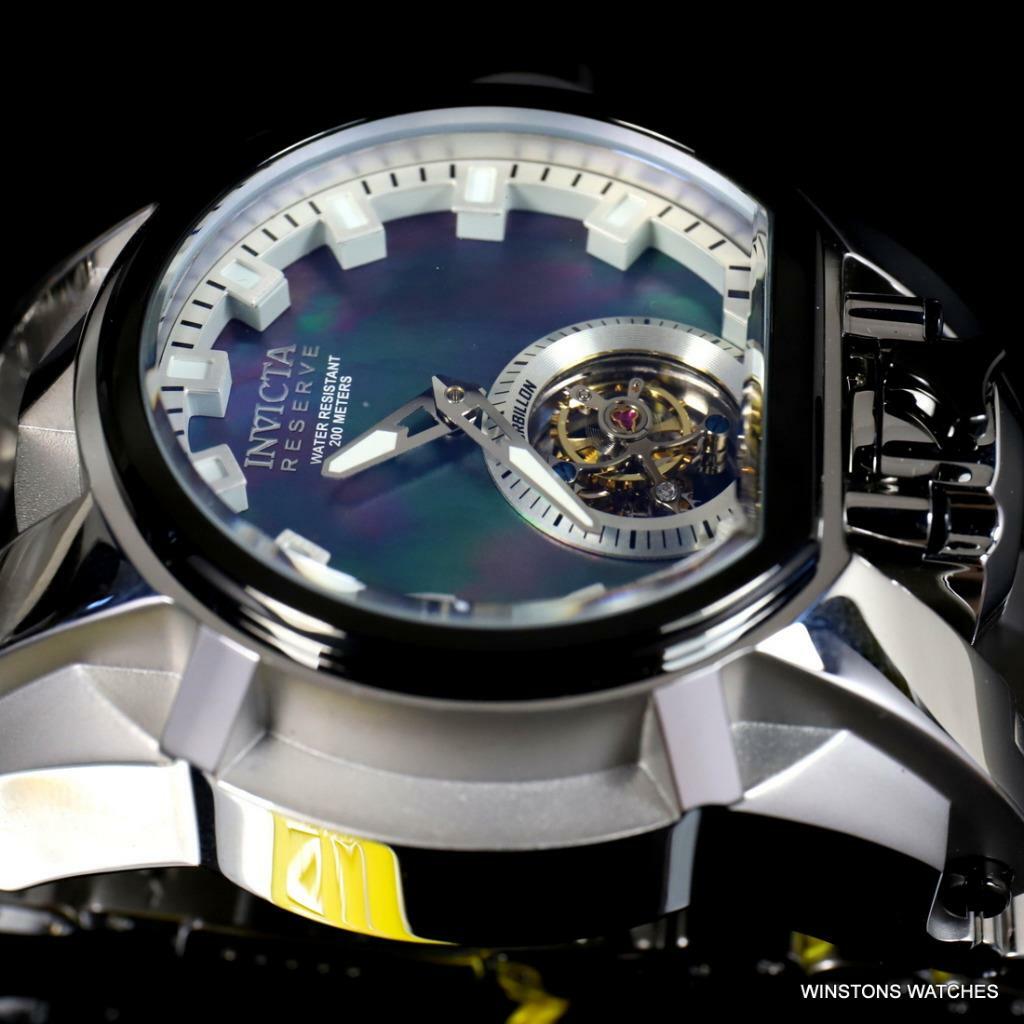 Invicta Reserve Magnum Bolt Zeus Tourbillon Black MOP Steel 52mm Watch New