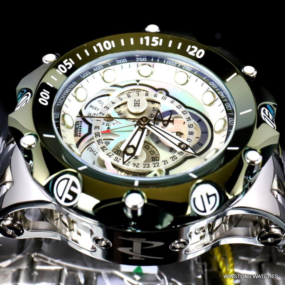 Invicta Reserve Venom Fusian Hybrid Swiss Master Calendar Steel Green Watch New
