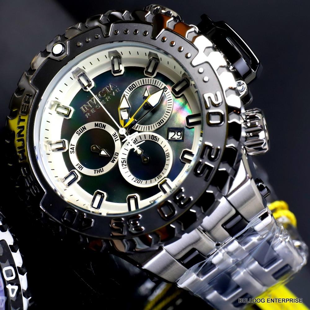 Invicta Reserve Sea Hunter Gen III Swiss Silver Tone Black Steel 58mm Watch New