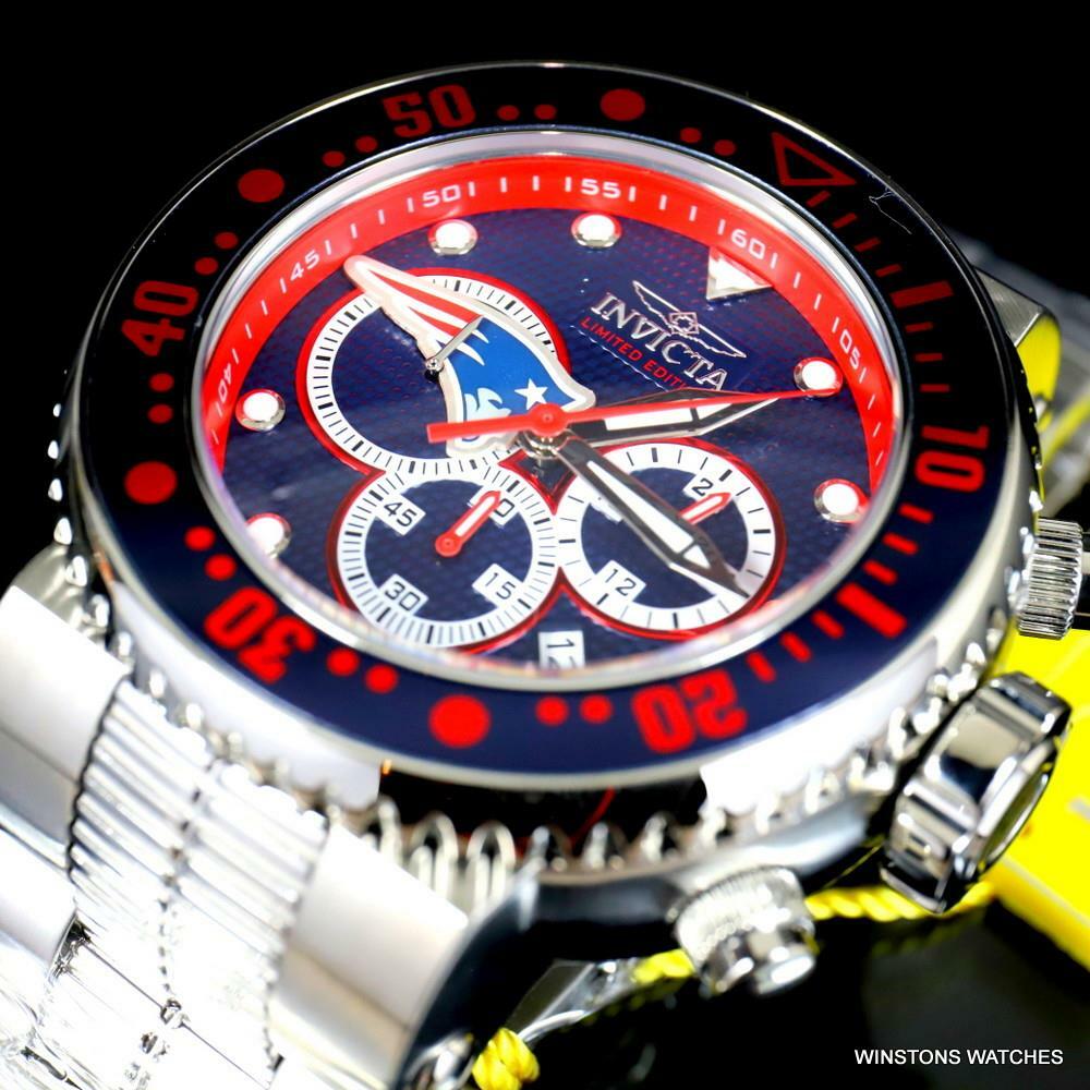 Invicta NFL Grand Pro Diver New England Patriots Blue Chronograph 52mm Watch New