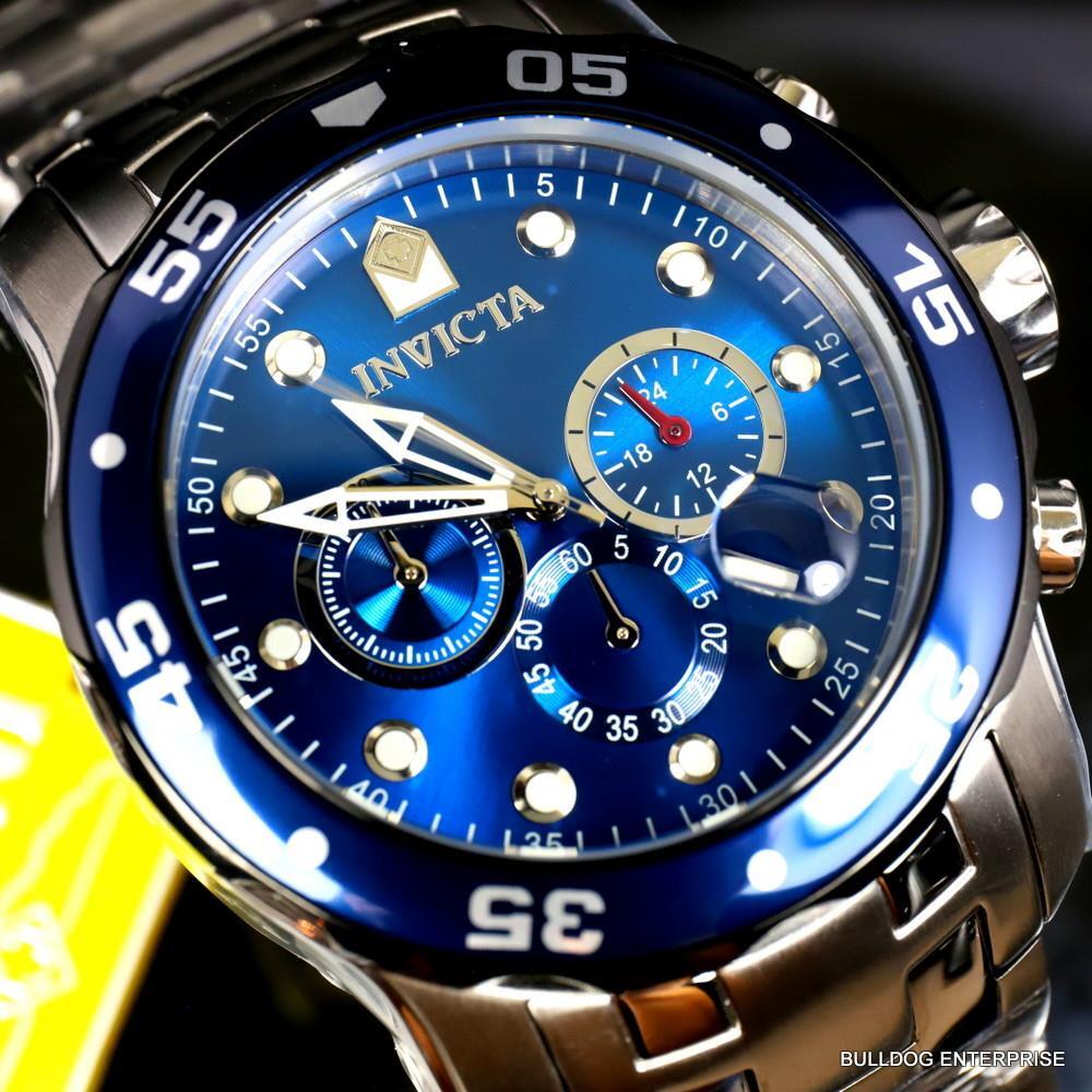 Invicta Pro Diver Scuba Chronograph 48mm Stainless Steel Bracelet Blue Watch New