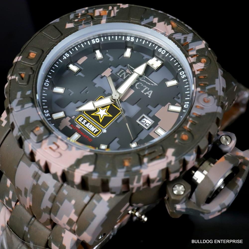 Invicta Sea Hunter Army Hydroplated Camouflage Steel 58mm Automatic Watch New