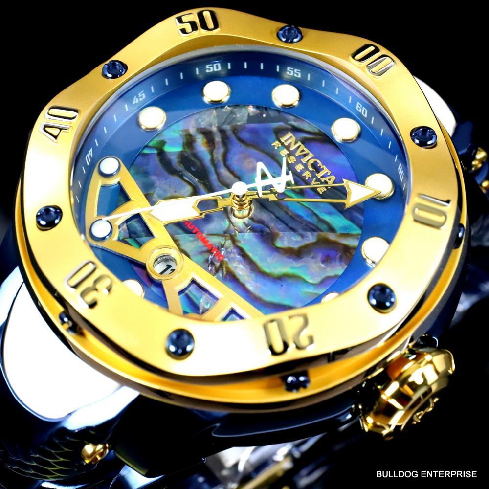Invicta Reserve Kraken Swiss R150 Automatic Abalone Blue Steel Watch 52mm New