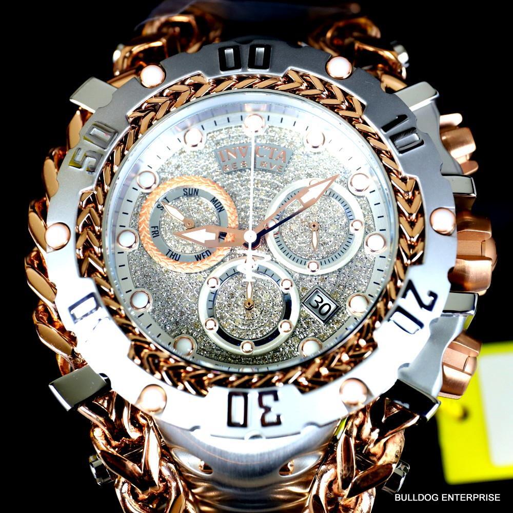 Invicta Reserve Gladiator 1.17CTW Diamond 2 Tone Rose Steel Swiss 61mm Watch New