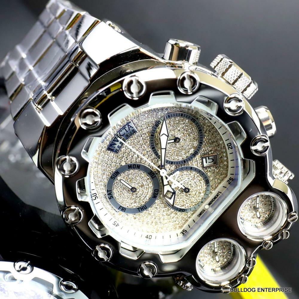 Invicta Bolt Magnum Tria 2.5 CTW Diamond Steel Swiss Chronograph 52mm Watch New