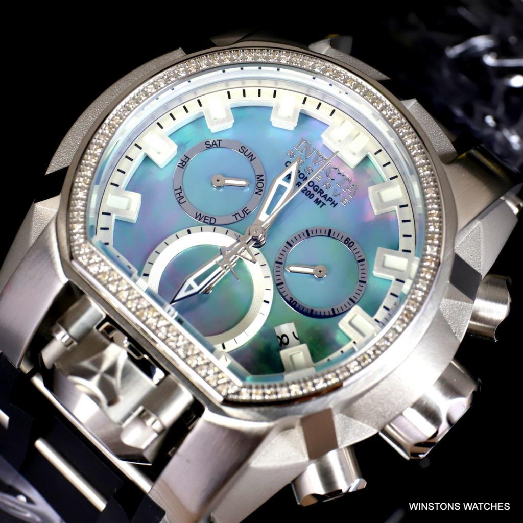Invicta Reserve Magnum Bolt Zeus Diamond Platinum MOP Swiss Mvt 52mm Watch New