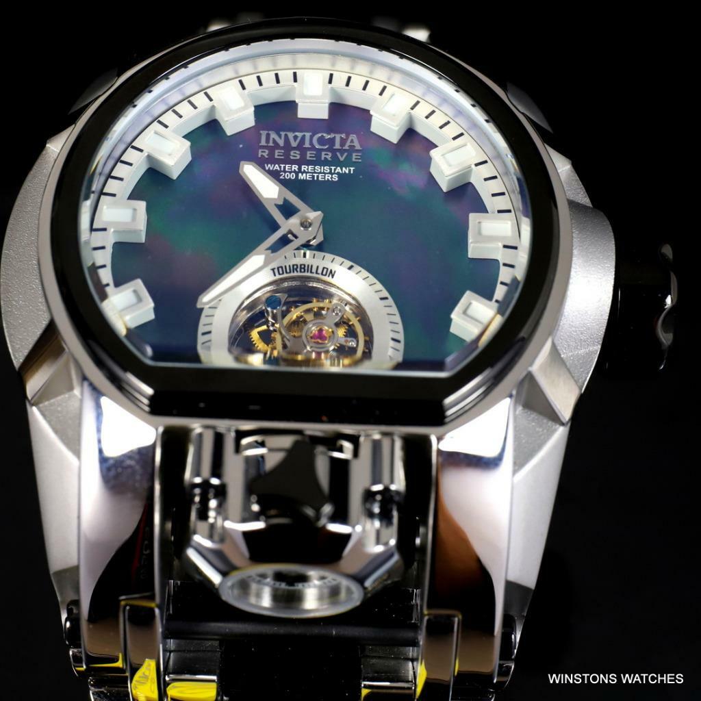 Invicta Reserve Magnum Bolt Zeus Tourbillon Black MOP Steel 52mm Watch New