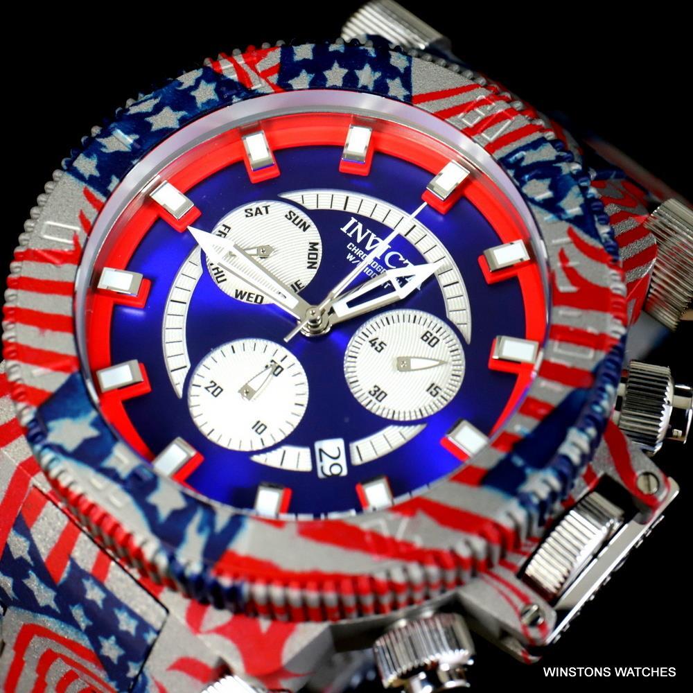 Invicta Coalition Forces USA Flag Hydroplated Steel Chronograph 52mm Watch New