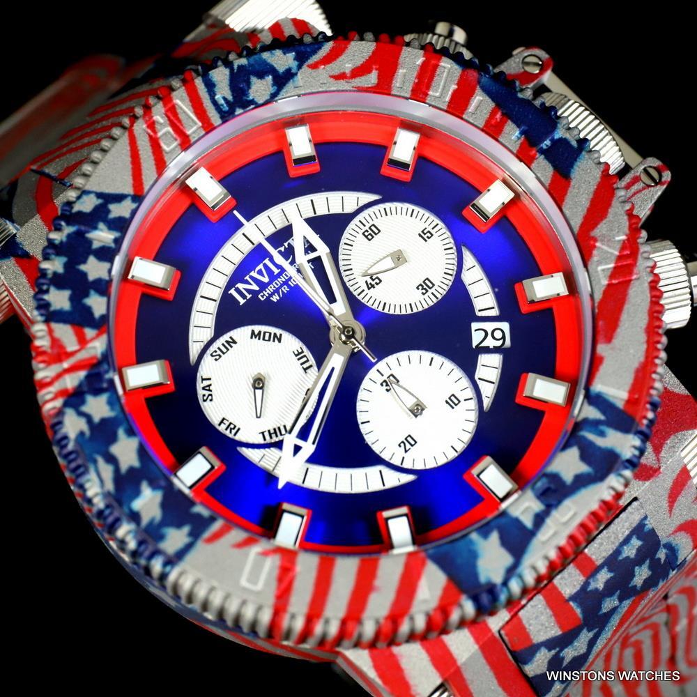 Invicta Coalition Forces USA Flag Hydroplated Steel Chronograph 52mm Watch New
