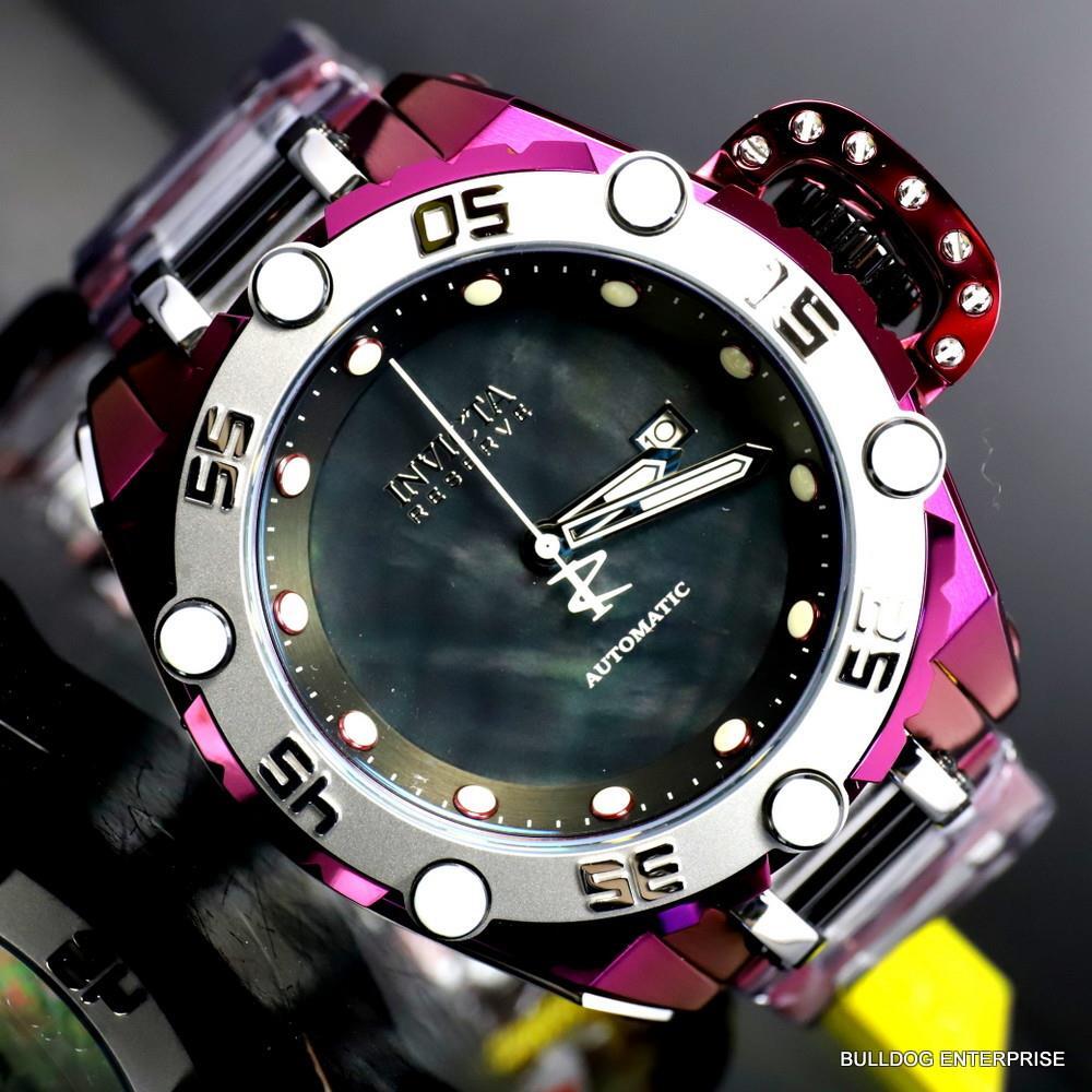 Invicta Reserve Flying Fox Burgandy Steel Black MOP Automatic 52mm Watch New