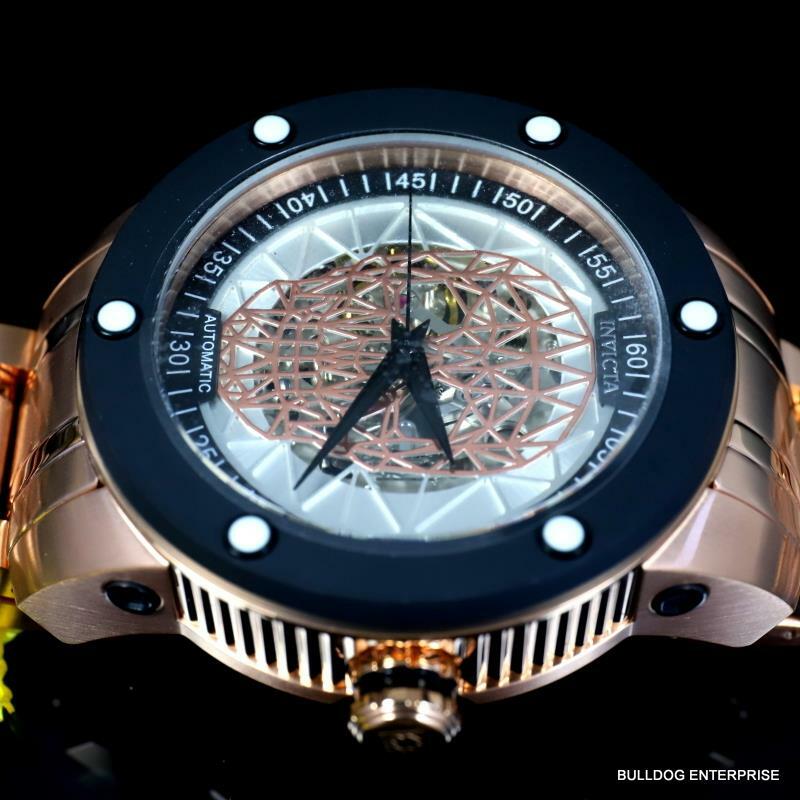 Invicta Speedway Skull Sketonized Rose Gold Tone Steel Automatic 51mm New
