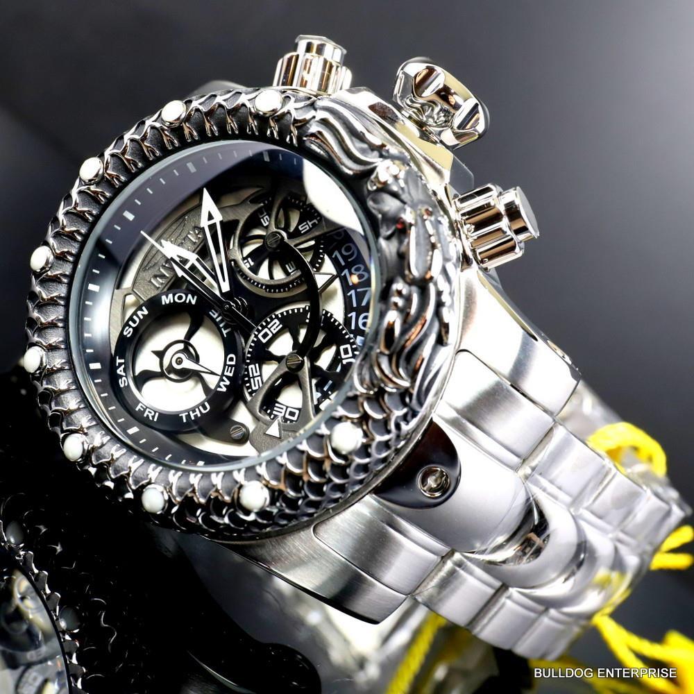 Invicta Venom Subaqua Dragon Scale Stainless Steel Guntmetal 52mm Watch New