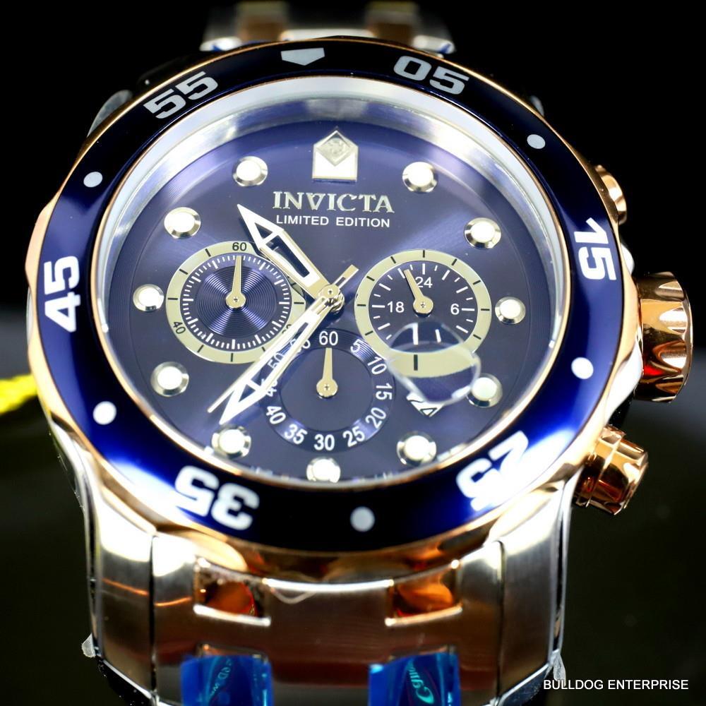 Invicta Pro Diver Scuba Limited Edition Chronograph 48mm Steel Blue Watch New
