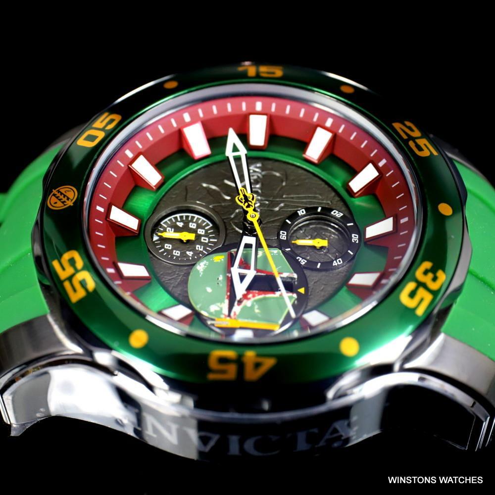 Invicta Star Wars Boba Fett Pro Diver Scuba Green 48mm Chronograph Watch New